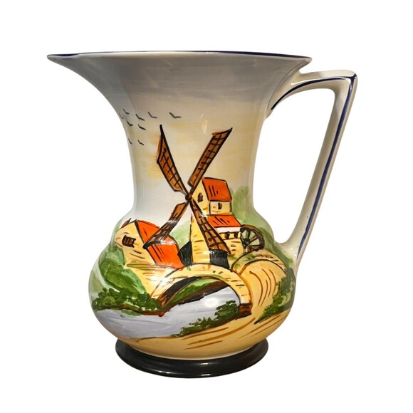 Vintage Gibson & Sons Water Windmill Pitcher Vase Made in England 6" Tall Cerami - Picture 4 of 11